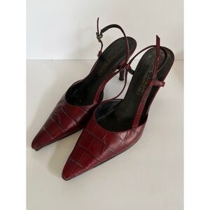 Via Spiga Red Leather Slingback Heels Women’s Size 9.5